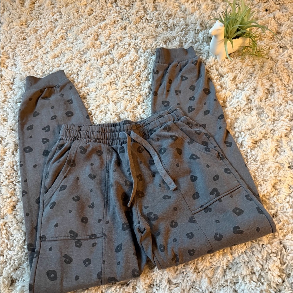 Women's Gray vintage hippie rose Y2K 2000s Leopard Print Joggers